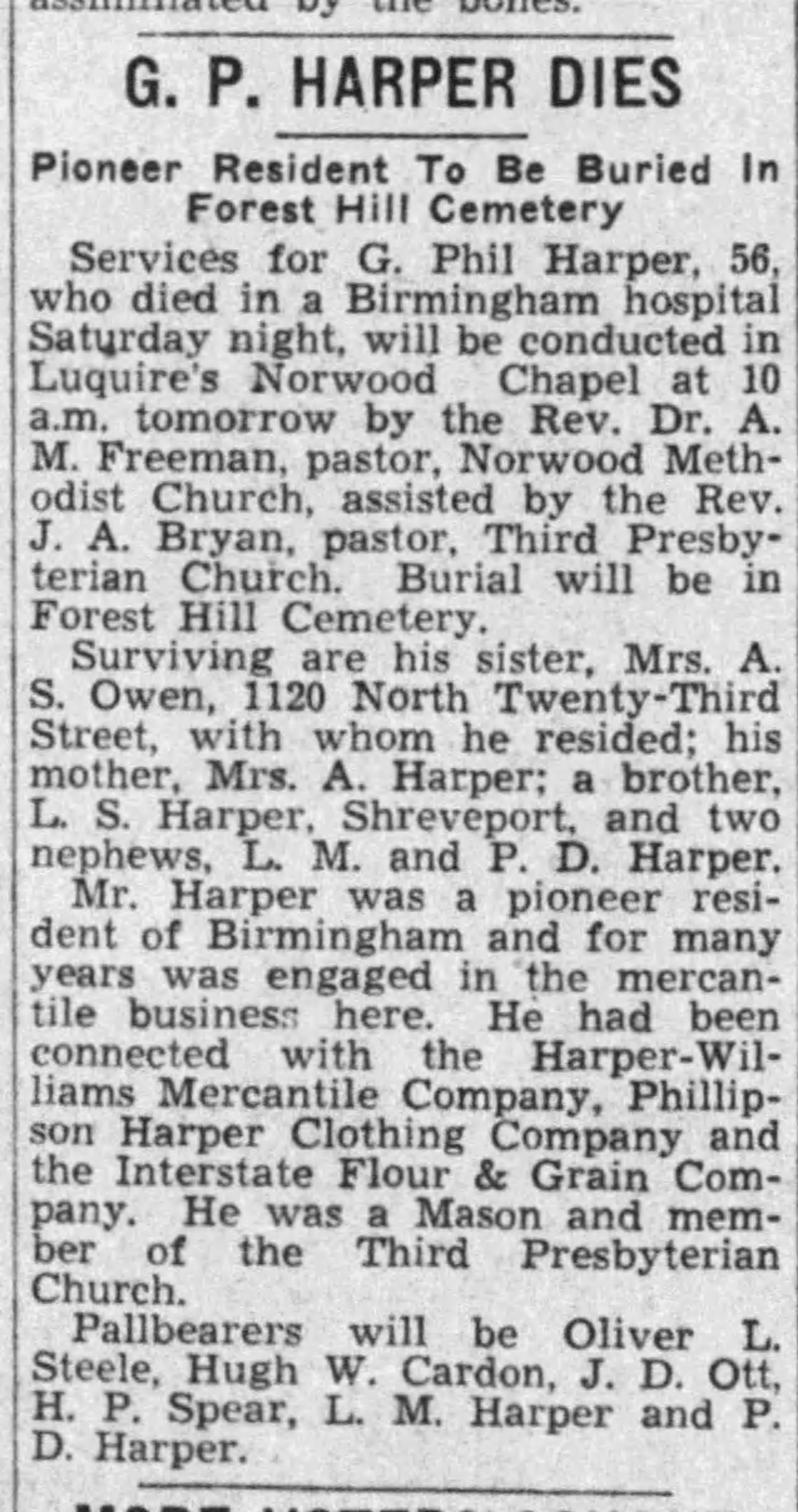 G.P. Harper obituary